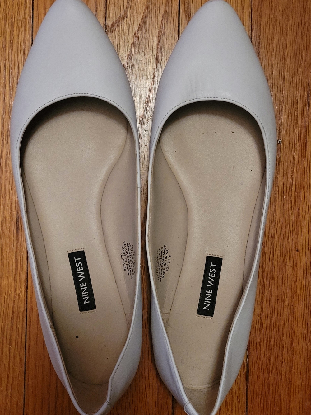 Nine West White Pointed Toe Ballet Flats 8.5